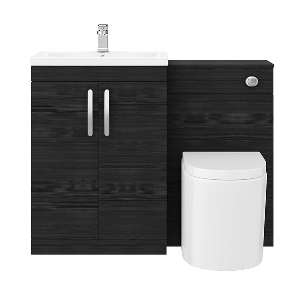 Brooklyn Black Modern Sink Vanity Unit + Toilet Package Victorian