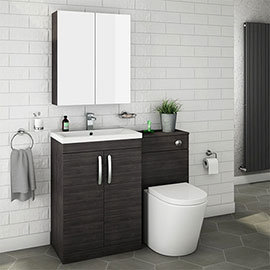Brooklyn Black Modern Sink Vanity Unit + Toilet Package Medium Image