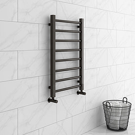 Brooklyn Black Nickel 800 x 500mm Straight Heated Towel Rail Large Image