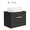 Brooklyn 605mm Black Single Drawer Wall Hung Cabinet Inc. Counter Top Basin Large Image