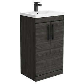 Brooklyn Black Vanity Unit - 500mm Wide with Matt Black Handles Large Image