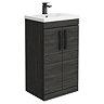 Brooklyn Black Vanity Unit - 500mm Wide with Matt Black Handles Large Image