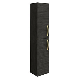 Brooklyn Black Wall Hung Tall Storage Cabinet with Brushed Brass Handles Medium Image