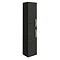 Brooklyn Black Wall Hung Tall Storage Cabinet with Brushed Brass Handles Large Image