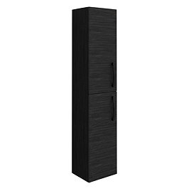 Brooklyn Black Wall Hung Tall Storage Cabinet with Matt Black Handles