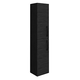 Brooklyn Black Wall Hung Tall Storage Cabinet with Matt Black Handles