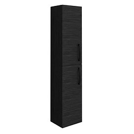 Brooklyn Black Wall Hung Tall Storage Cabinet with Matt Black Handles