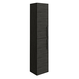 Brooklyn Black Wall Hung Tall Storage Cabinet with Matt Black Handles Large Image