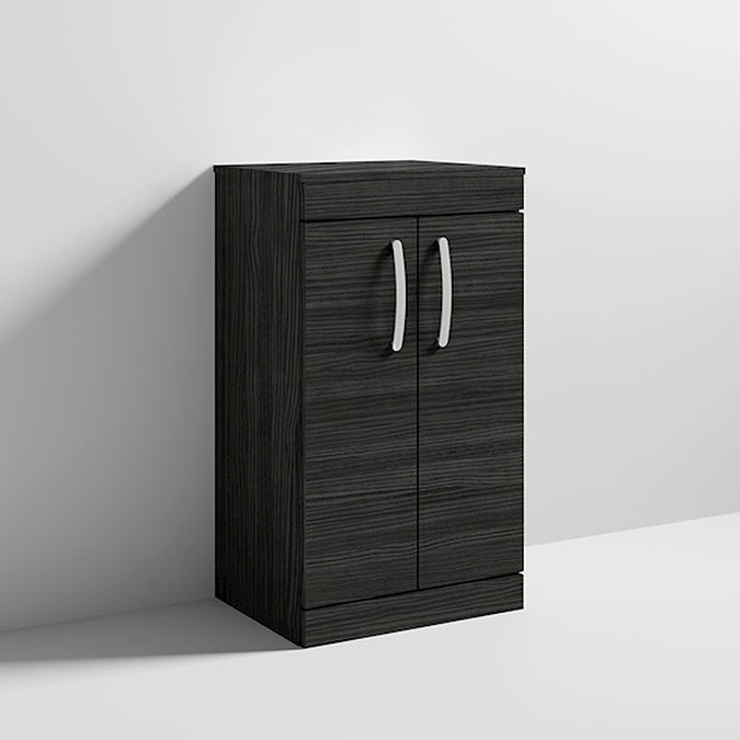 Brooklyn Floor Standing Countertop Vanity Unit - Black - 505mm with Chrome Handles  In Bathroom Larg