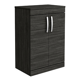 Brooklyn 605mm Black Worktop & Double Door Floor Standing Cabinet Large Image