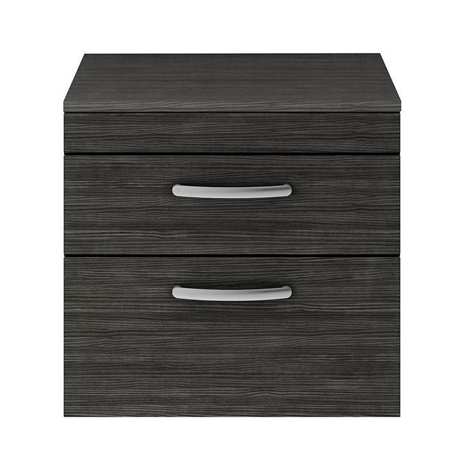 Brooklyn 605mm Black Worktop & Double Drawer Wall Hung Cabinet  Standard Large Image