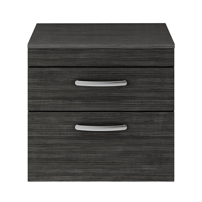 Brooklyn 605mm Black Worktop & Double Drawer Wall Hung Cabinet Standard Large Image