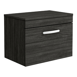 Brooklyn 605mm Black Worktop & Single Drawer Wall Hung Cabinet Large Image