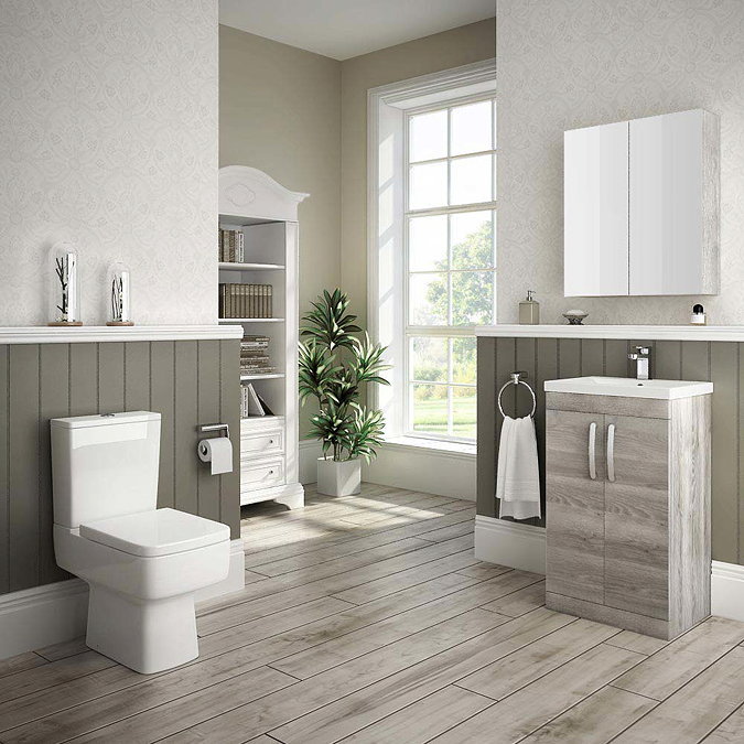 Brooklyn Driftwood Vanity Unit - Floor Standing 2 Door Unit 500mm  Standard Large Image