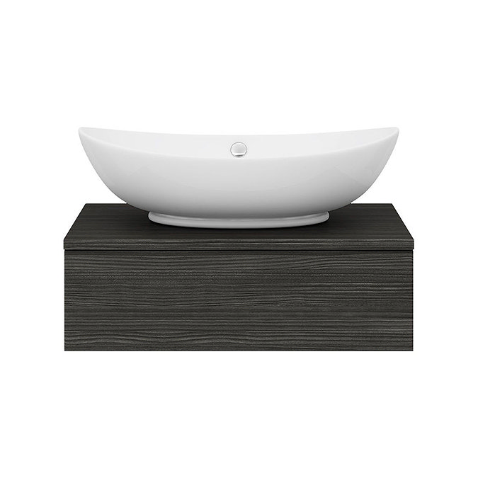 Brooklyn Floating Basin Shelf with Drawer - Black - 600mm inc. Oval Basin  Newest Large Image