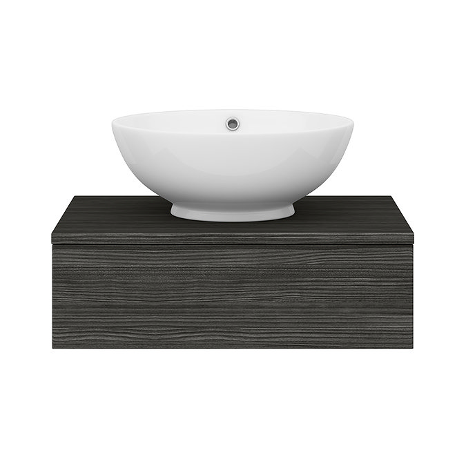 Brooklyn Floating Basin Shelf with Drawer - Black - 600mm inc. Round Basin  additional Large Image