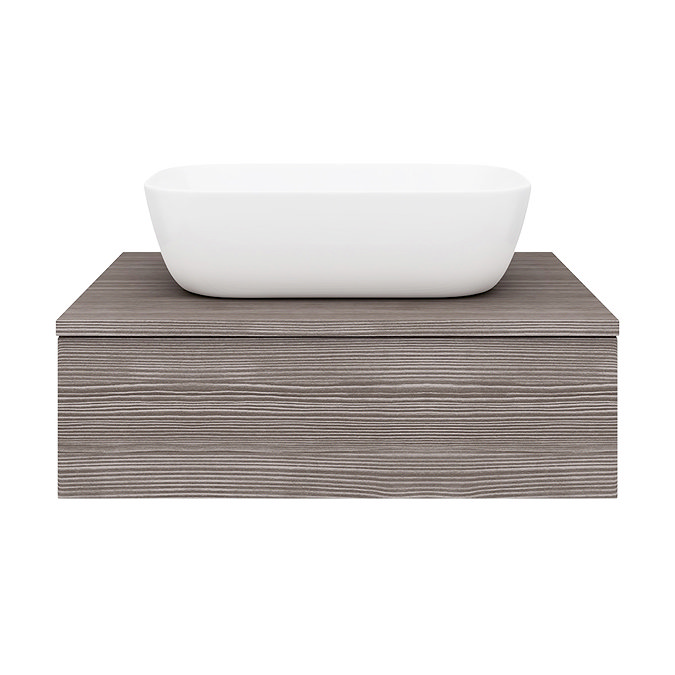 Brooklyn Floating Basin Shelf with Drawer - Grey Avola - 600mm incl. Curved Rectangular Basin  Newest Large Image