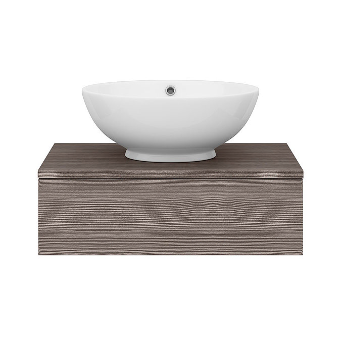 Brooklyn Floating Basin Shelf with Drawer - Grey Avola - 600mm inc. Round Basin  additional Large Image