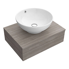 Brooklyn Floating Basin Shelf with Drawer - Grey Avola - 600mm incl. Round Basin Large Image