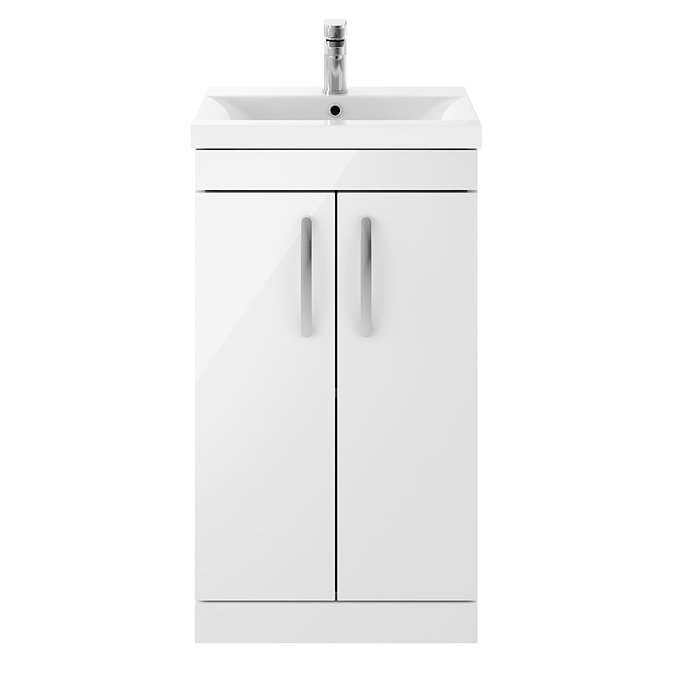 Brooklyn 500mm White Gloss Vanity Unit - Floor Standing 2 Door Unit  In Bathroom Large Image
