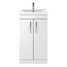 Brooklyn 500mm White Gloss Vanity Unit - Floor Standing 2 Door Unit  In Bathroom Large Image