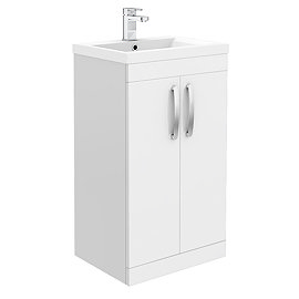 Brooklyn 500mm White Gloss Vanity Unit - Floor Standing 2 Door Unit