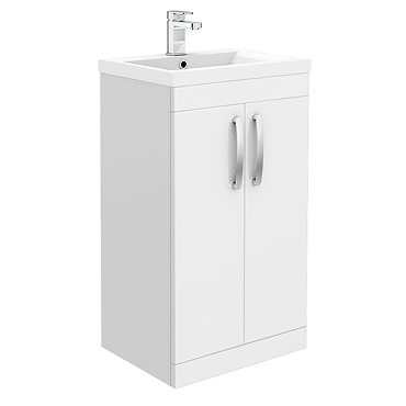 Brooklyn 500mm White Gloss Vanity Unit - Floor Standing 2 Door Unit  additional Large Image