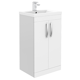 Brooklyn 500mm White Gloss Vanity Unit - Floor Standing 2 Door Unit Large Image