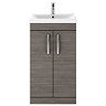 Brooklyn 500mm Grey Avola Vanity Unit - Floor Standing 2 Door Unit  In Bathroom Large Image