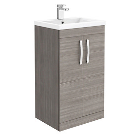 Brooklyn 500mm Grey Avola Vanity Unit - Floor Standing 2 Door Unit Large Image