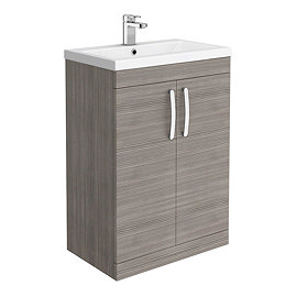 Brooklyn 600mm Grey Avola Vanity Unit - Floor Standing 2 Door Unit