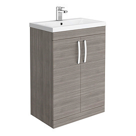 Brooklyn 600mm Grey Avola Vanity Unit - Floor Standing 2 Door Unit