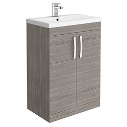 Brooklyn 600mm Grey Avola Vanity Unit - Floor Standing 2 Door Unit Large Image