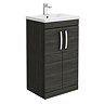 Brooklyn 500mm Black Vanity Unit - Floor Standing 2 Door Unit Large Image