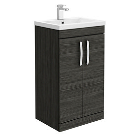 Brooklyn 500mm Black Vanity Unit - Floor Standing 2 Door Unit Large Image