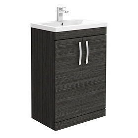 Brooklyn 600mm Black Vanity Unit - Floor Standing 2 Door Unit Large Image