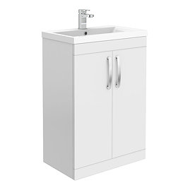 Brooklyn 600mm White Gloss Vanity Unit - Floor Standing 2 Door Unit