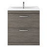 Brooklyn 800mm Grey Avola Vanity Unit - Floor Standing 2 Drawer Unit  In Bathroom Large Image