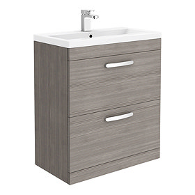 Brooklyn 800mm Grey Avola Vanity Unit - Floor Standing 2 Drawer Unit Large Image