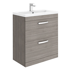 Brooklyn 800mm Grey Avola Vanity Unit - Floor Standing 2 Drawer Unit