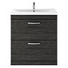 Brooklyn 800mm Black Vanity Unit - Floor Standing 2 Drawer Unit  additional Large Image