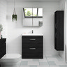 Brooklyn 800mm Black Vanity Unit - Floor Standing 2 Drawer Unit  Newest Large Image