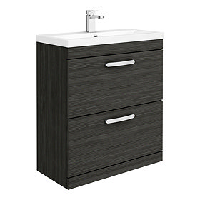 Brooklyn 800mm Black Vanity Unit - Floor Standing 2 Drawer Unit Large Image