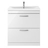 Brooklyn 800mm White Gloss Vanity Unit - Floor Standing 2 Drawer Unit  Standard Large Image