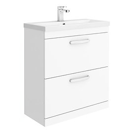 Brooklyn 800mm White Gloss Vanity Unit - Floor Standing 2 Drawer Unit