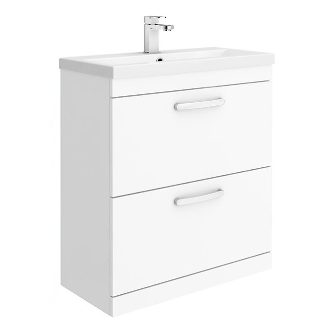 Brooklyn 800mm White Gloss Vanity Unit - Floor Standing 2 Drawer Unit