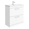 Brooklyn 800mm White Gloss Vanity Unit - Floor Standing 2 Drawer Unit