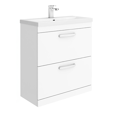 Brooklyn 800mm White Gloss Vanity Unit - Floor Standing 2 Drawer Unit  In Bathroom Large Image