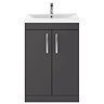 Brooklyn Gloss Grey Bathroom Suite + B-Shaped Bath  In Bathroom Large Image