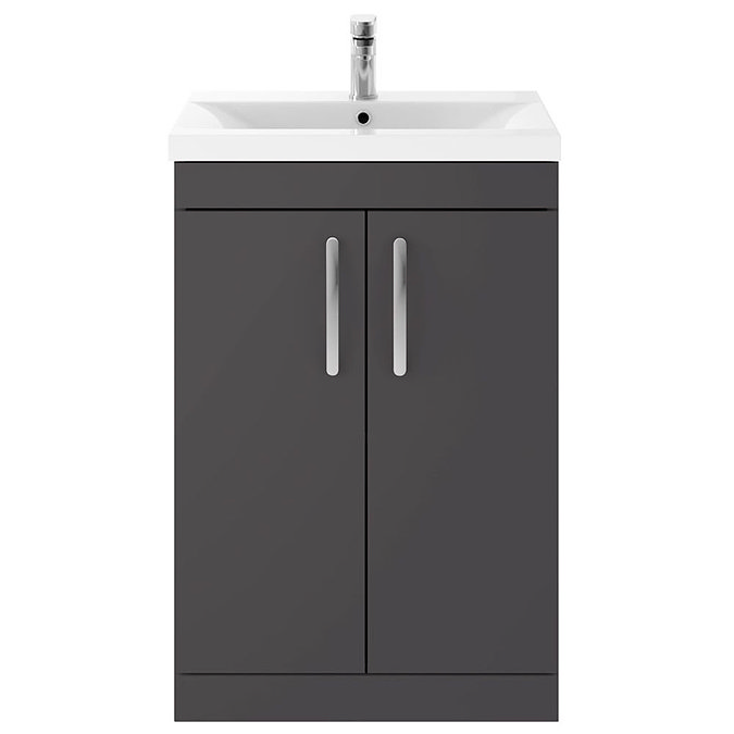 Brooklyn Gloss Grey Bathroom Suite with Tall Cabinet  Feature Large Image